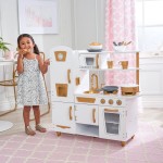 Bucatarie Moderna Alba de joaca pentru copii cu Accesorrii Incluse - Bucatarie Modern White and Gold din lemn de la Kidkraft Bucatarie Moderna Alba de joaca pentru copii cu Accesorrii Incluse - Bucatarie Modern White and Gold din lemn de la Kidkraft
